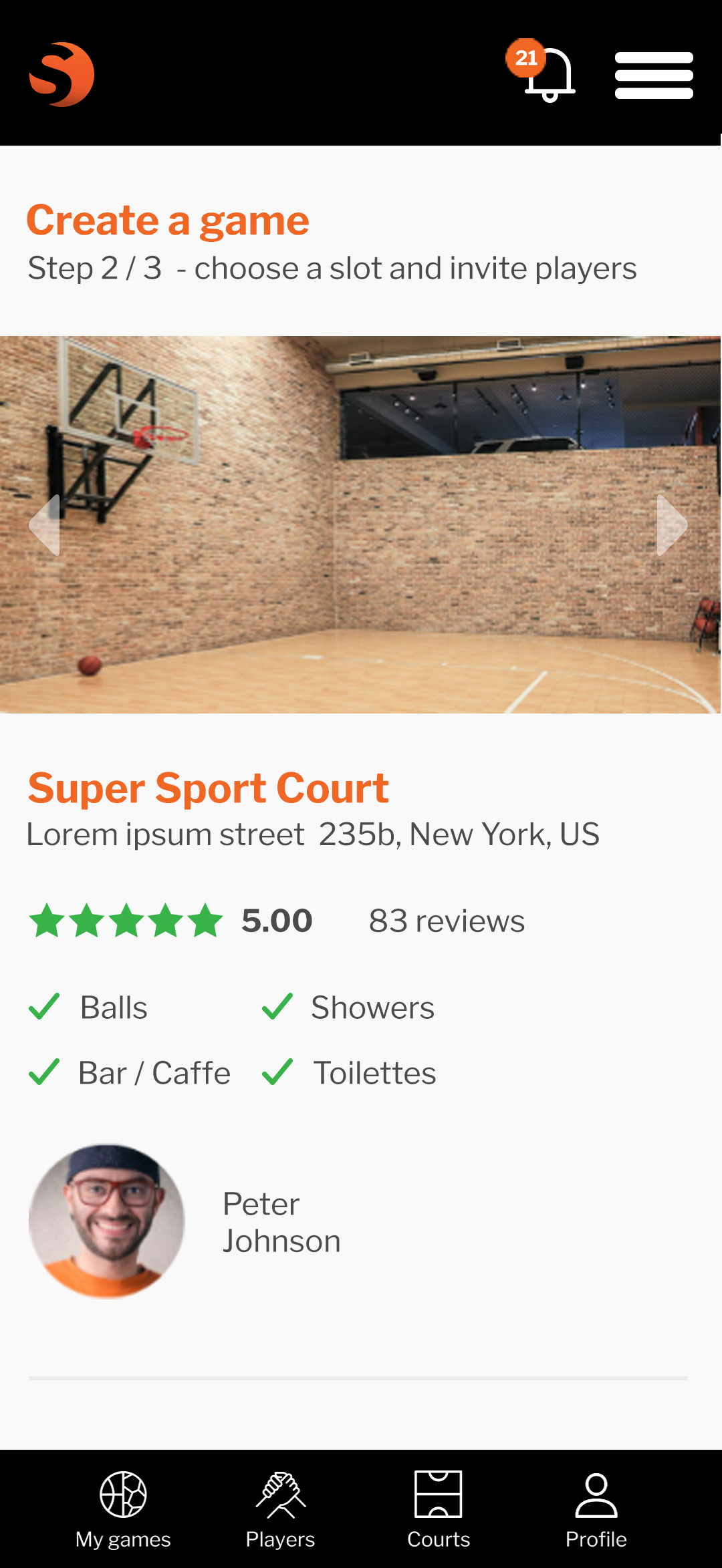 Sportslots mobile game creation screen